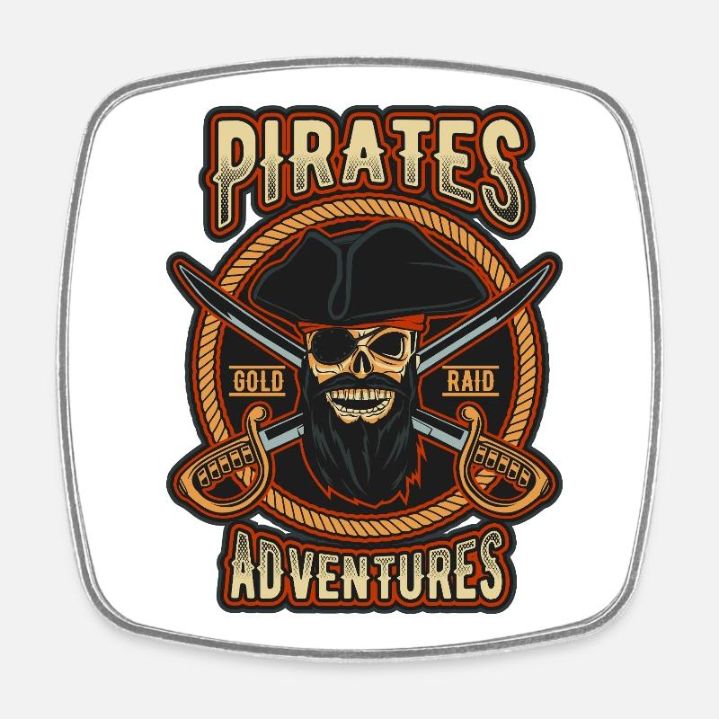 Pirate Gold Raid Patch - Magnet carré - blanc