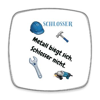 Schlosser T-Shirt Lustiges Geschenk Metallbau-Fans - Viereckiger Kühlschrankmagnet - Weiß - Vorne