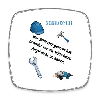 Schlosser T-Shirt Lustiges Geschenk Metallbau-Fans - Viereckiger Kühlschrankmagnet - Weiß - Vorne