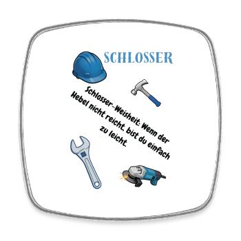 Schlosser T-Shirt Lustiges Geschenk Metallbau-Fans - Viereckiger Kühlschrankmagnet - Weiß - Vorne
