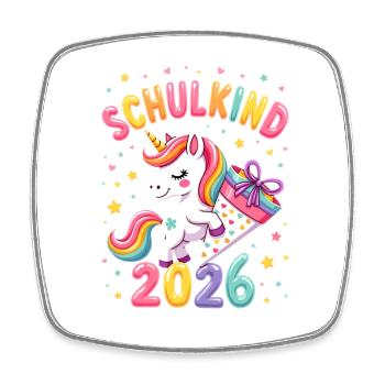 Schulkind 2026 Einschulung 2026 Schulanfang - Viereckiger Kühlschrankmagnet - Weiß - Vorne