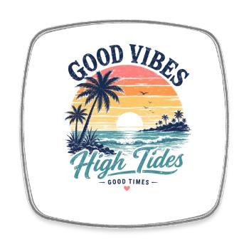 Vibes High Tides Sunset - Square fridge magnet - white - Front