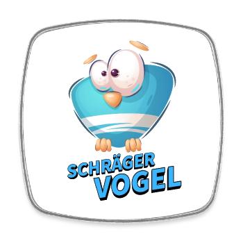 Schräger Vogel Cartoon - Viereckiger Kühlschrankmagnet - Weiß - Vorne