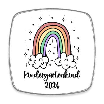 Kindergartenkind 2026 Regenbogen Bunt Kindergarten - Viereckiger Kühlschrankmagnet - Weiß - Vorne