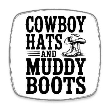 Cowboyhüte und matschige Stiefel - Viereckiger Kühlschrankmagnet - Weiß - Vorne