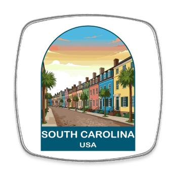 South Carolina USA Vintage Travel Poster - Square fridge magnet - white - Front