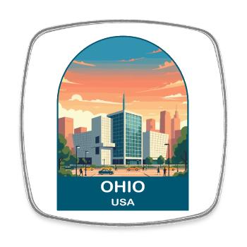 Ohio USA Vintage-Reiseplakat-Kunst - Viereckiger Kühlschrankmagnet - Weiß - Vorne
