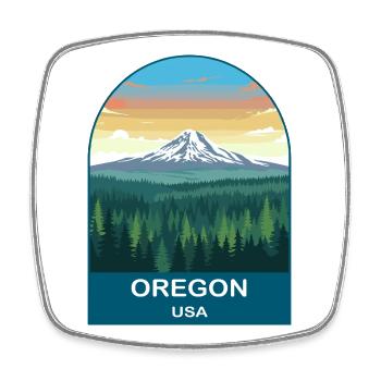 Oregon USA Vintage Reiseplakat-Kunst - Viereckiger Kühlschrankmagnet - Weiß - Vorne