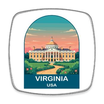Virginia USA Vintage-Reiseplakat-Kunst - Viereckiger Kühlschrankmagnet - Weiß - Vorne