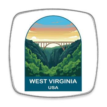 West Virginia USA Vintage Travel Poster - Square fridge magnet - white - Front