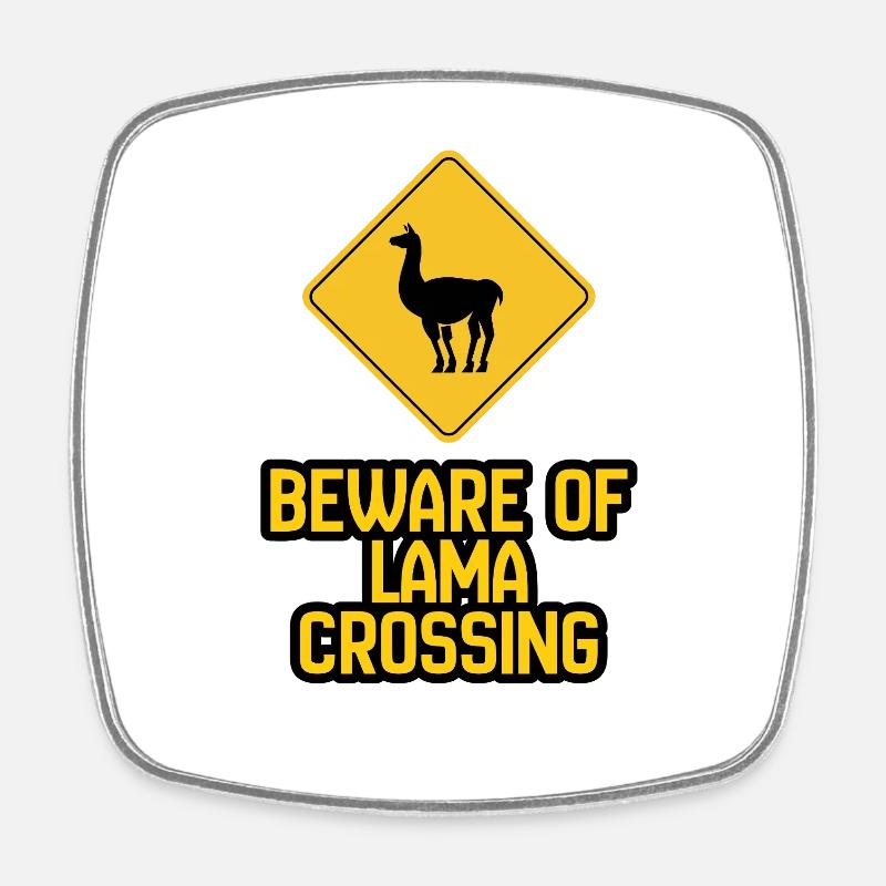Panneau d’avertissement de Lama Crossing - Magnet carré - blanc