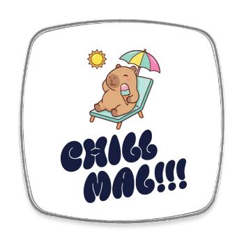 Sonnenbär am Strand mit Eis - Square fridge magnet - white - Front