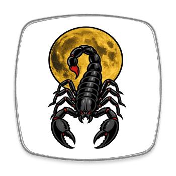 Schwarzer Skorpion unter mystischem gelben Mond - Viereckiger Kühlschrankmagnet - Weiß - Vorne