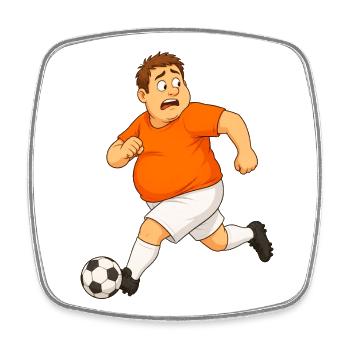 Fußballspieler mit Ball - Viereckiger Kühlschrankmagnet - Weiß - Vorne