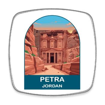 Petra Jordan Treasury Vintage-Reiseillustration - Viereckiger Kühlschrankmagnet - Weiß - Vorne