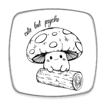 Süßer Pilz - mignon mais psychopathe - Magnet carré - blanc - Devant
