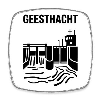 Geesthacht Wehr Schleuse - Viereckiger Kühlschrankmagnet - Weiß - Vorne