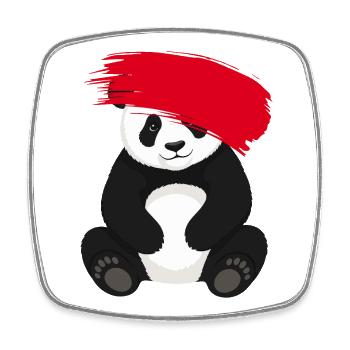 Panda mit roter Farbspur Comic Motiv - Viereckiger Kühlschrankmagnet - Weiß - Vorne