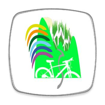 Cycle path mountains rainbow - Square fridge magnet - white - Front