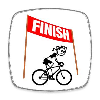 Young Cycling Girl Finisher - Square fridge magnet - white - Front