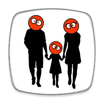 Silhouette familiale Chers enfants Parents Maman Papa - Magnet carré - blanc - Devant