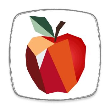 Geometrischer Apfel–Minimalistisches Frucht Design - Viereckiger Kühlschrankmagnet - Weiß - Vorne