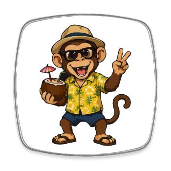 Tropischer Monkey Party - Hawaii Vibes - Viereckiger Kühlschrankmagnet - Weiß - Vorne