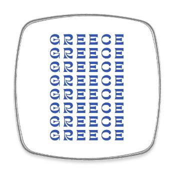 Greece Grid Blue Typography - Square fridge magnet - white - Front