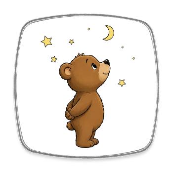 Süßer Bär mit Mond und Sternen Motiv - Viereckiger Kühlschrankmagnet - Weiß - Vorne