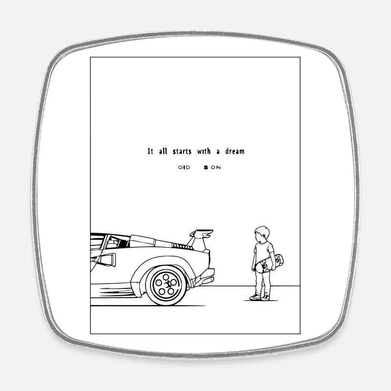 It all Starts with a Dream - Square fridge magnet - white