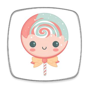 Pastell Lollipop Kawaii Kopf - Viereckiger Kühlschrankmagnet - Weiß - Vorne