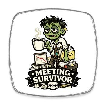 Meeting Survivor Zombie Office - Square fridge magnet - white - Front