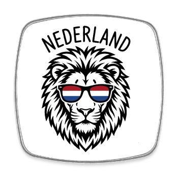 Nederland Lion in Dutch Flag Sunglasses - Magnet carré - blanc - Devant