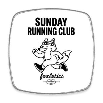 Sunday Running Club Foxletics - Square fridge magnet - white - Front
