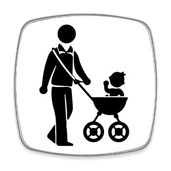 Dad Stroller Baby - Square fridge magnet - white - Front