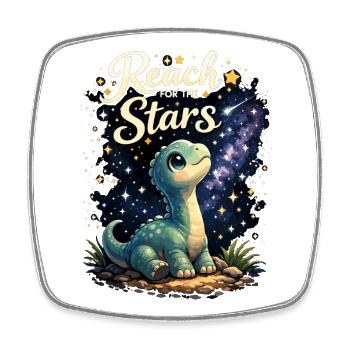Reach for the Stars – Cute Brachiosaurus - Square fridge magnet - white - Front