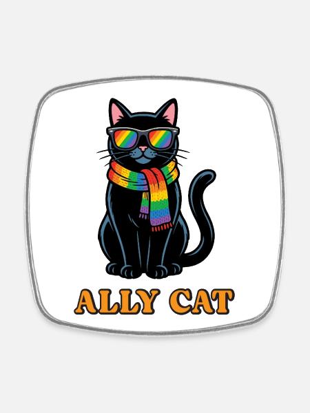 Pride-Monat LGBTQ – Ally Cat - Viereckiger Kühlschrankmagnet - Weiß