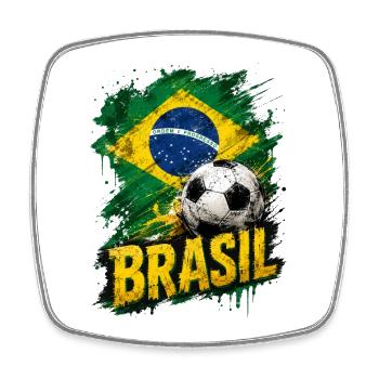 Brasilien Flagge - Viereckiger Kühlschrankmagnet - Weiß - Vorne