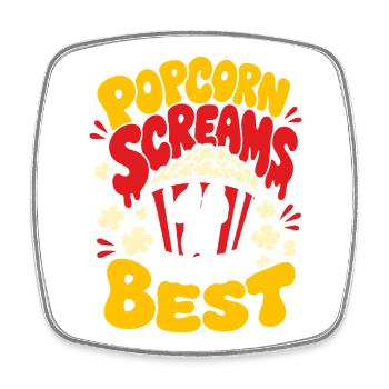 Popcorn Screams Taste Best Horror Fan - Viereckiger Kühlschrankmagnet - Weiß - Vorne