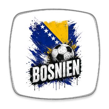 Bosnien Fußball Flagge - Viereckiger Kühlschrankmagnet - Weiß - Vorne