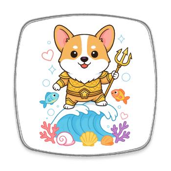 Corgi Hund Wassermann Sternzeichen Astrologie  - Viereckiger Kühlschrankmagnet - Weiß - Vorne