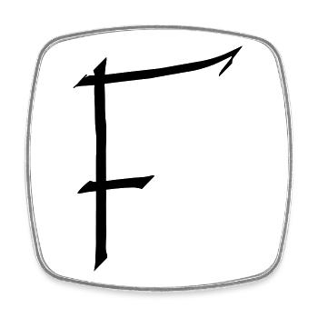 Buchstabe F - Viereckiger Kühlschrankmagnet - Weiß - Vorne