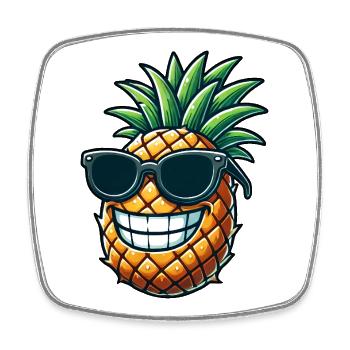 Lustige Ananas mit Sonnenbrille Cartoon - Viereckiger Kühlschrankmagnet - Weiß - Vorne