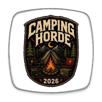 Camping Horde 2026 Metal Festival Camp Badge - Viereckiger Kühlschrankmagnet - Weiß - Vorne