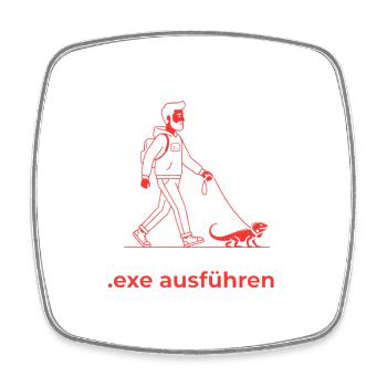 EXE Ausführen Lustige Admin Geschenke rot - Viereckiger Kühlschrankmagnet - Weiß - Vorne