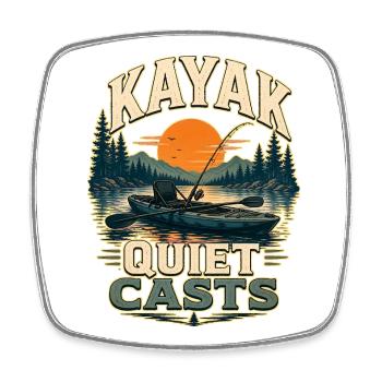 KAYAK QUIET CASTS Fishing - Square fridge magnet - white - Front