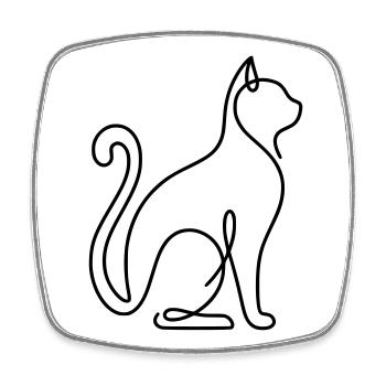 Chat minimaliste en ligne continue - Magnet carré - blanc - Devant