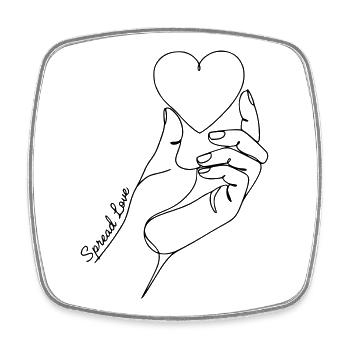Spread Love minimalistische Herzlinien-Kunst - Viereckiger Kühlschrankmagnet - Weiß - Vorne