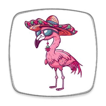 Sombrero comique Flamingo - Magnet carré - blanc - Devant