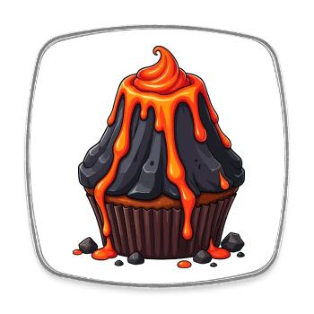 Volcanic Lava Cupcake - Square fridge magnet - white - Front